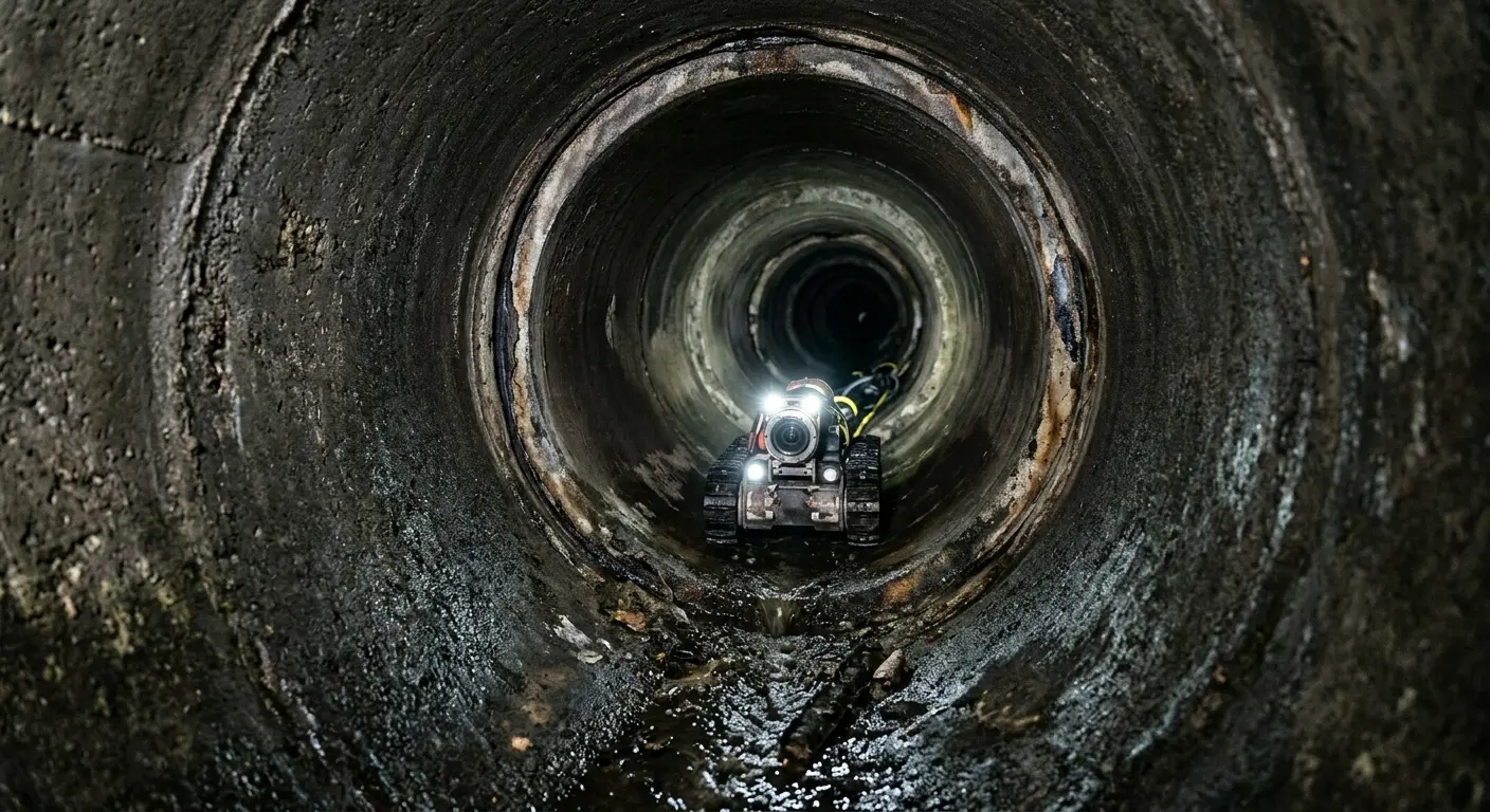 Robotic sewer camera inspecting pipe interior for Sewer Line Repair in Barbecue